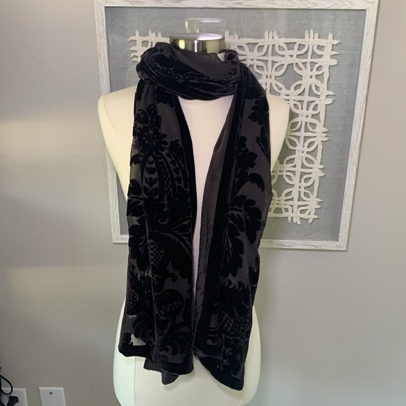 Echo silk chocolate brown burnout velvet scarf - Picture 6 of 8